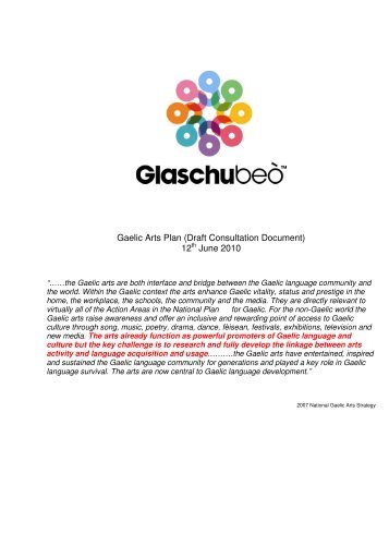Gaelic Arts Plan (Draft Consultation Document) 12th ... - Glasgow Life