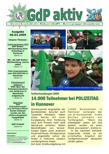 GdP aktiv Ausgabe 2009-01-06 - GdP Mannheim