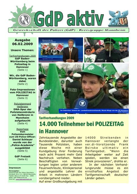 GdP aktiv Ausgabe 2009-01-06 - GdP Mannheim
