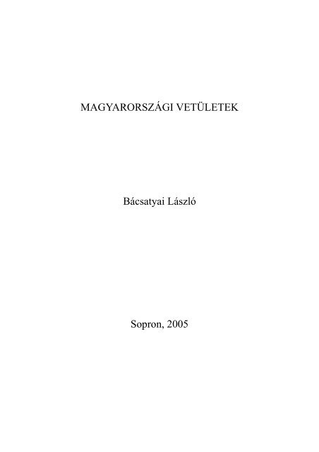 Bácsatyai László: Magyarországi vetületek - NymE GEO portál