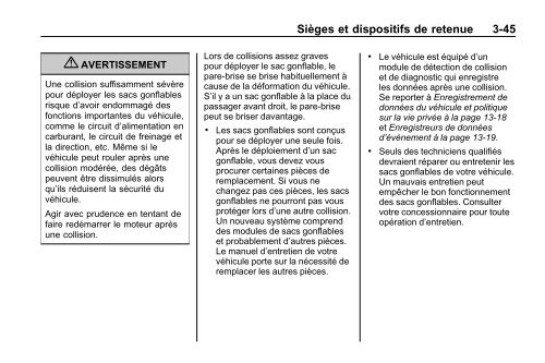 avertissement - GM Canada