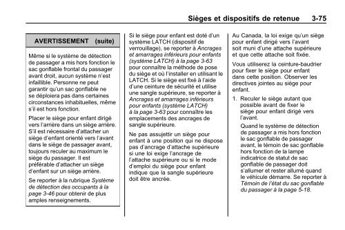 avertissement - GM Canada