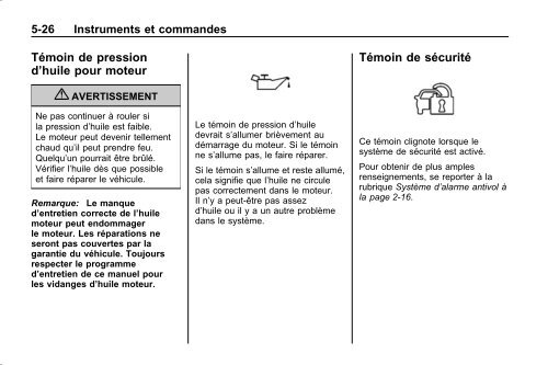 avertissement - GM Canada