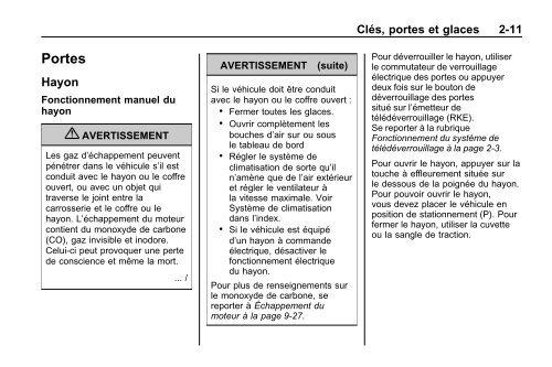 avertissement - GM Canada