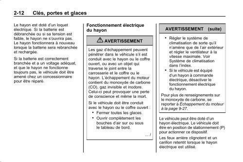 avertissement - GM Canada