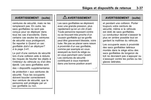 avertissement - GM Canada