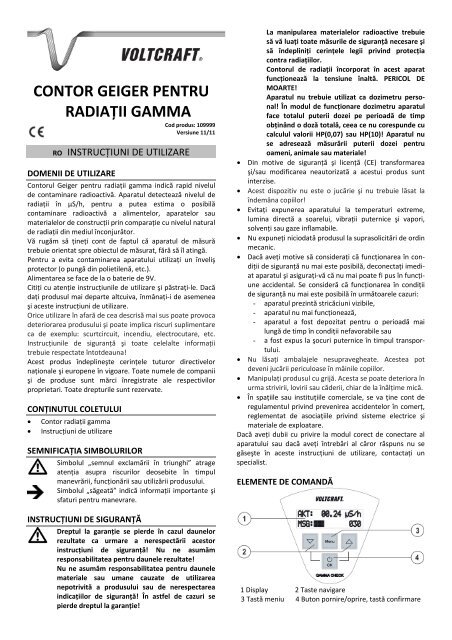 CONTOR GEIGER PENTRU RADIAŢII GAMMA - German Electronics