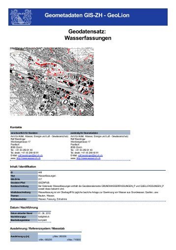 Wasserfassungen - GIS-ZH - Kanton Zürich