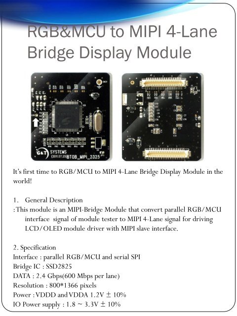 RGB to MIPI 4 Lane Bridge Display Module - Gobizkorea