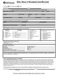 GIRL HEALTH EXAMINATION RECORD - Girl Scouts of Greater Iowa