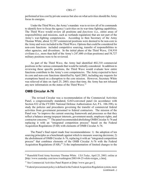 The OMB Circular A-76 Policy - GlobalSecurity.org