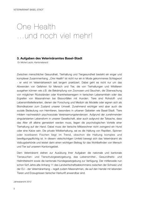 Jahresbericht Veterinäramt - Basel-Stadt