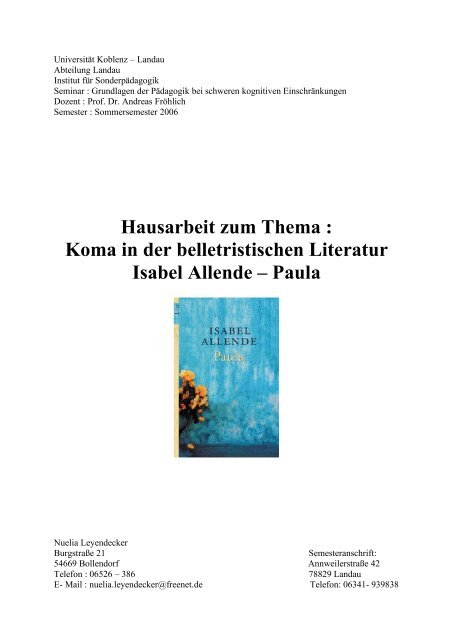 Nuelia Leyendecker Buch Paula Isabel Allende Plaza Janes