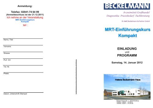 MRT-Einführungskurs Kompakt - Dr. Wolf, Beckelmann & Partner ...