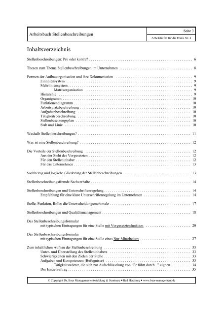 Arbeitsbuch Stellenbeschreibungen. Leitfaden für die Erstellung ...