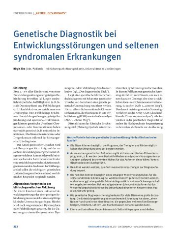Genetische Diagnostik bei Entwicklungsstörungen und seltenen ...