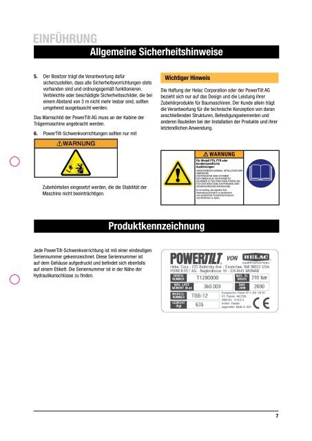 POWERTILT-schWEnkvORRIchTung - Helac Corporation