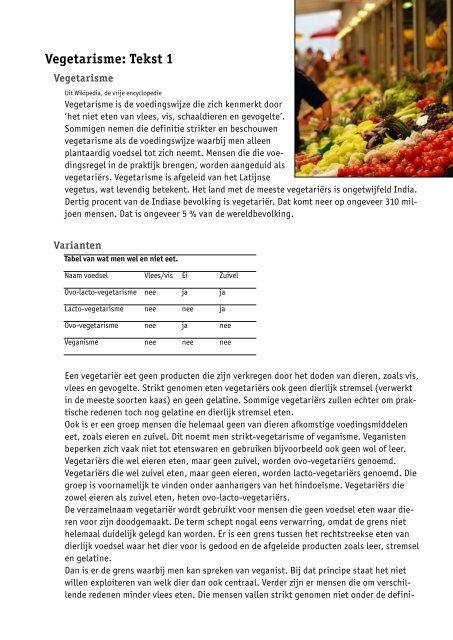 Tekst 1: vegetarisme - varianten - Averbode