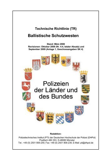 Technische Richtlinie (TR) Ballistische Schutzwesten