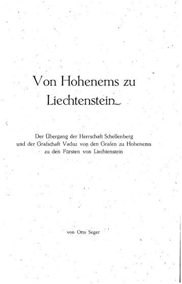 Von Hohenems zu Liechtenstein^ - eLiechtensteinensia