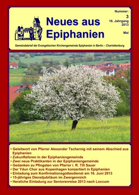 Mai 2013 - erreichen Sie die aktuelle Seite der Epiphaniengemeinde.