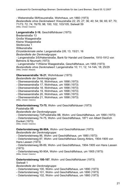 Stadtteil Oberneuland - Landesamt für Denkmalpflege - Bremen