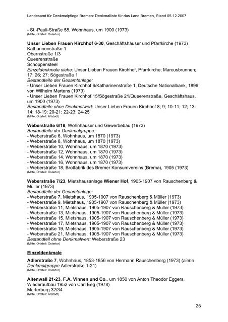 Stadtteil Oberneuland - Landesamt für Denkmalpflege - Bremen