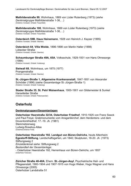Stadtteil Oberneuland - Landesamt für Denkmalpflege - Bremen