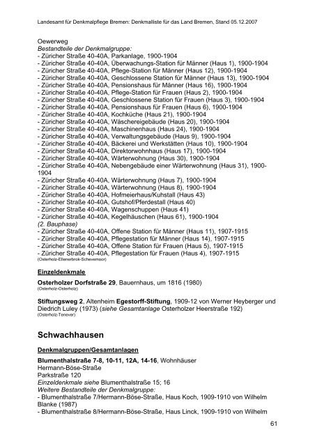 Stadtteil Oberneuland - Landesamt für Denkmalpflege - Bremen