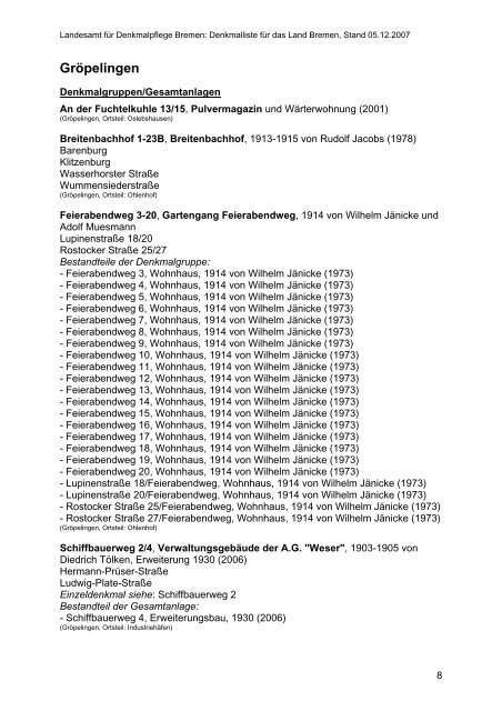 Stadtteil Oberneuland - Landesamt für Denkmalpflege - Bremen