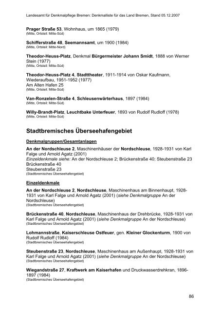 Stadtteil Oberneuland - Landesamt für Denkmalpflege - Bremen