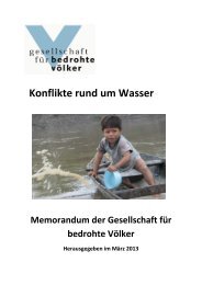 Konflikte rund um Wasser - Gesellschaft für bedrohte Völker