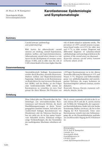 2000-35 Karotisstenose: Epidemiologie und Symptomatologie ...