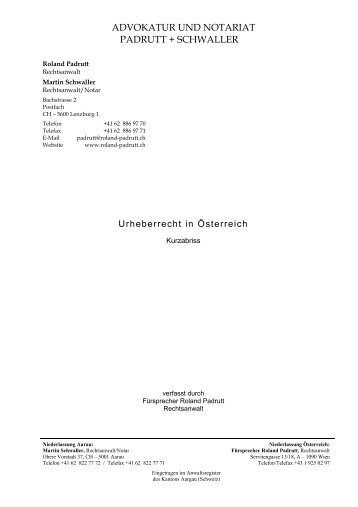 Urheberrecht in Österreich - und Notariatsbüro Padrutt, Felder ...