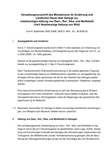 VwV nutztierartige Haltung von Wild - Landkreis Ludwigsburg