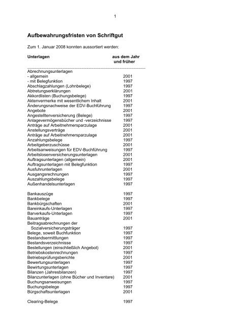 Aufbewahrungsfristen von Schriftgut Versicherungsmagazin