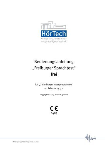 Bedienungsanleitung „Freiburger Sprachtest“ frei - Haus des Hörens