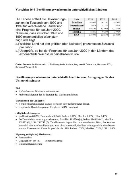 Materialien zum Modellversuch: Vorschläge und Anregungen zu einer