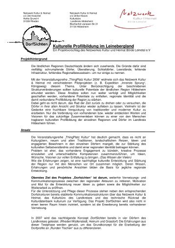 Kulturelle Profilbildung im Leinebergland - Region LeineBergLand