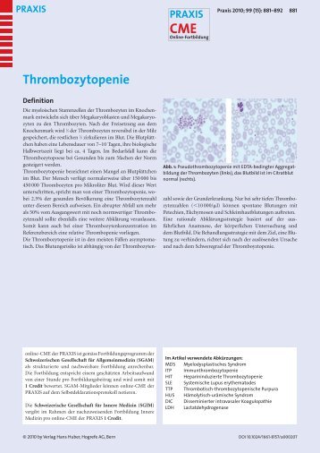 Thrombozytopenie - Berner Institut für Hausarztmedizin BIHAM ...