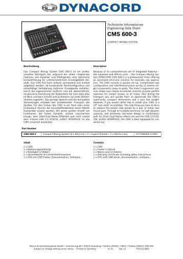Data Sheet EDS CMS 600-3 (V01 1MB) - Dynacord