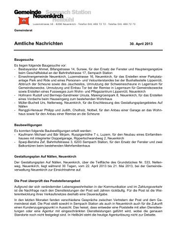 Amtliche Nachrichten - Gemeinde Neuenkirch