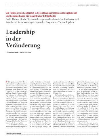Sechs Thesen zum Thema "Leadership in der Veränderung".