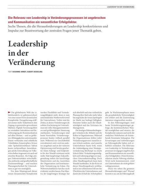 Sechs Thesen zum Thema "Leadership in der Veränderung".