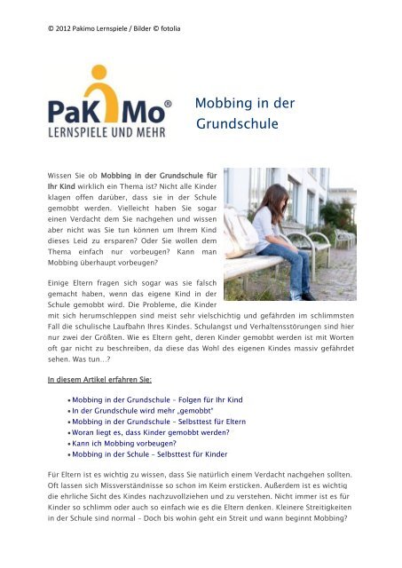 Mobbing In Der Grundschule Pakimo