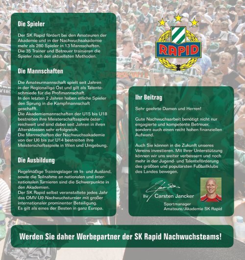 Anbei der Info-Folder zum Ausdrucken - SK Rapid Wien