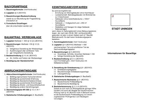 Merkblatt für Bauherren - Stadt Uhingen