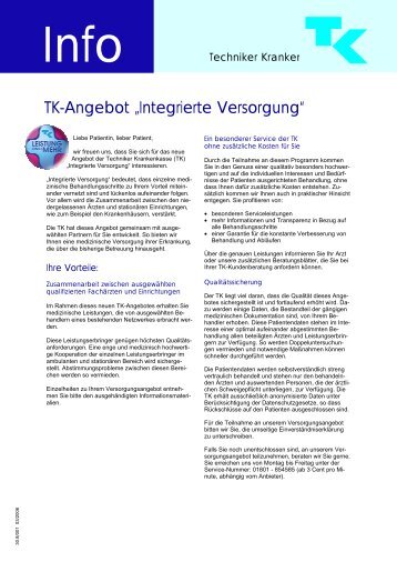 TK-Angebot „Integrierte Versorgung“ - Teilnahmeerklärung