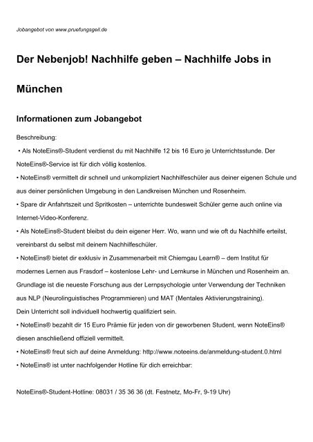 Der Nebenjob Nachhilfe Geben œ Nachhilfe Jobs In Munchen