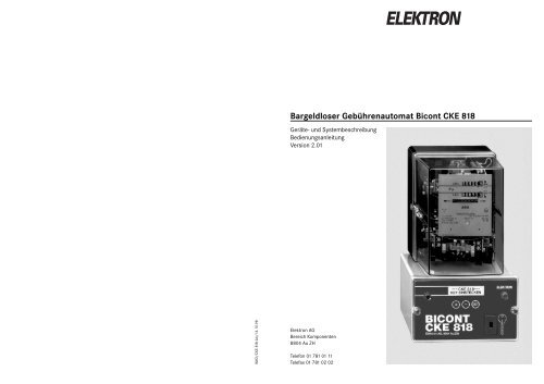 Bargeldloser Gebührenautomat Bicont CKE 818 - Elektron AG
